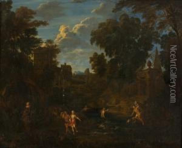 Antikisierende Landschaft Mit Badenden Nymphen Oil Painting - Cornelis Huysmans