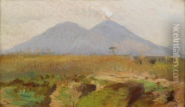 Blick Auf Den Vesuv Oil Painting - Giuseppe de Nittis