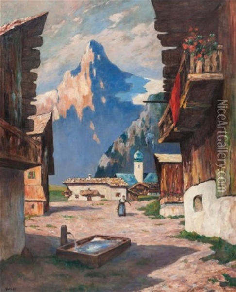 In The Tyrol Oil Painting - Albert Lorey Groll