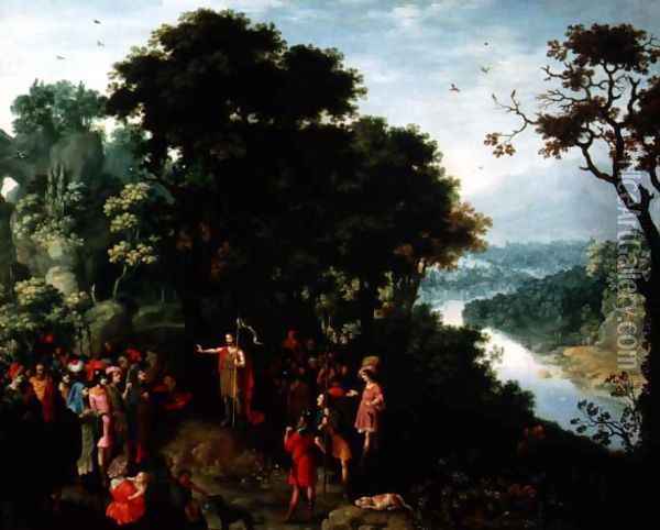 St. John Preaching in the Wilderness Oil Painting - Pieter Schoubroeck