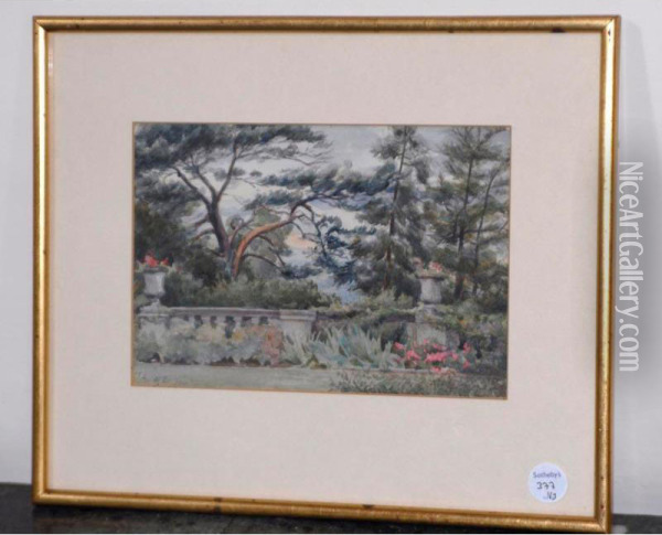 The Steps, Shrubland Park; And The Terrace, Shrubland Park Oil Painting - William James Bennett