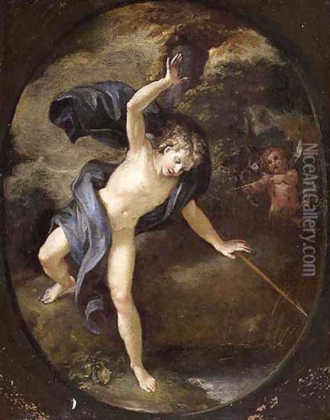 Narcissus Oil Painting - M.(Parmigianino the Younger) Rocca