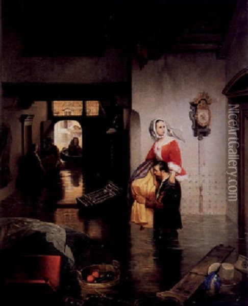 The Inundation Oil Painting - Hubertus van Hove