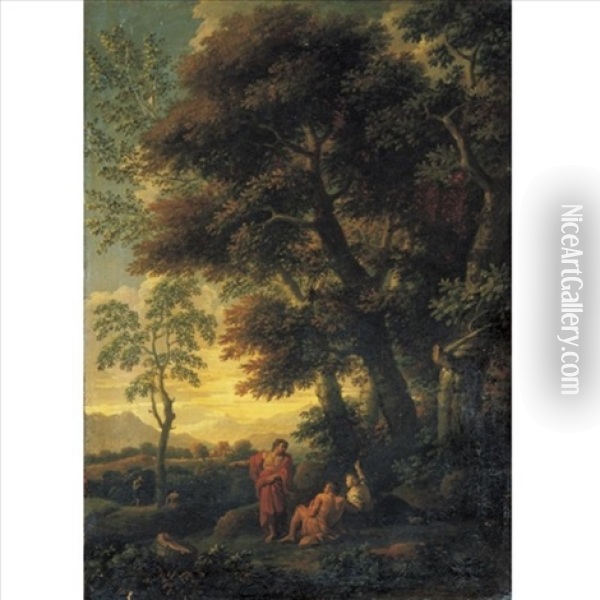 A Landscape With Figures Resting In The Foreground Oil Painting - Jan Frans van Bloemen