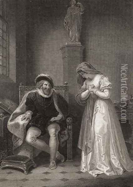Angelo and Isabella, engraved by W.C. Wilson, from Measure for Measure by William Shakespeare 1564-1616 1797 Oil Painting - Robert Smirke