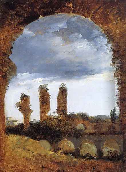 Ruined Columns in the Colosseum Oil Painting - Francois-Marius Granet