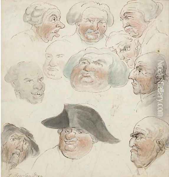 A group of 18th Century caricatures Oil Painting - Thomas Rowlandson