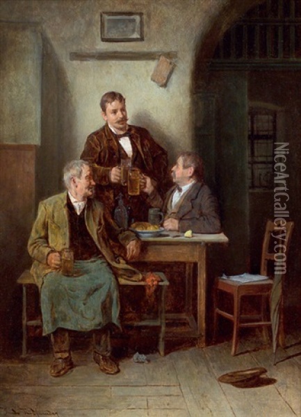 In Der Stube Oil Painting - Friedrich Ritter von Malheim Friedlaender