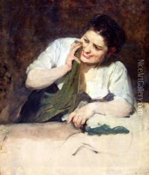 Lachende Frau Oil Painting - Henrich A. Weber