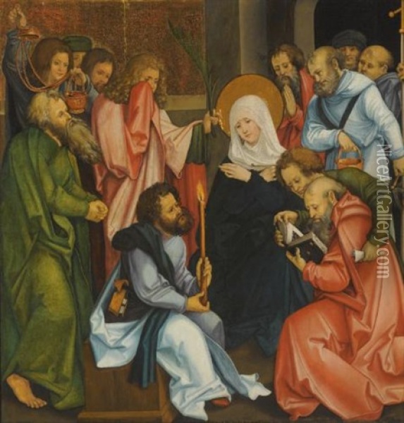 The Dormition Of The Virgin (+ Christ Carrying The Cross, Verso) Oil Painting - Hans Leonhard Schaeufelein