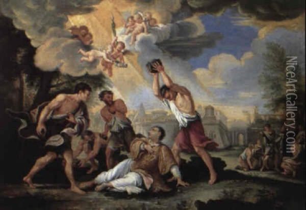 The Stoning Of St. Stephen Oil Painting - Filippo Lauri