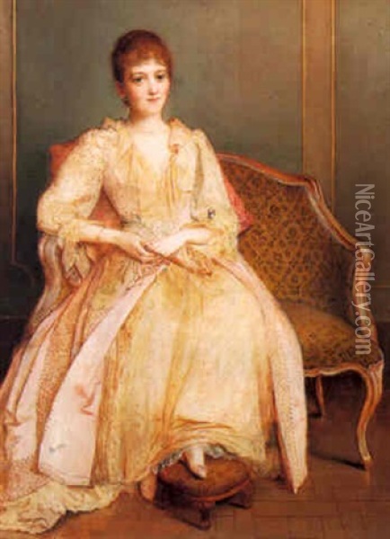 Portrait Of Lady Georgianna Macmillan Oil Painting - Charles Edward Halle