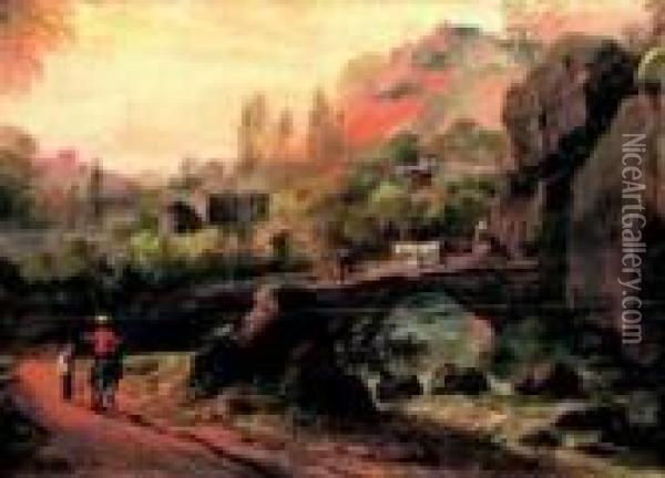 Paesaggio Con Borgo Oil Painting - Frederick De Moucheron