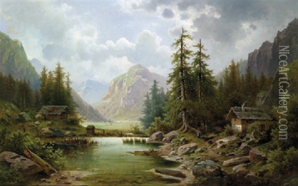 Motiv Aus Dem Pusta Tal, Sud Tirol Oil Painting - Albert Rieger