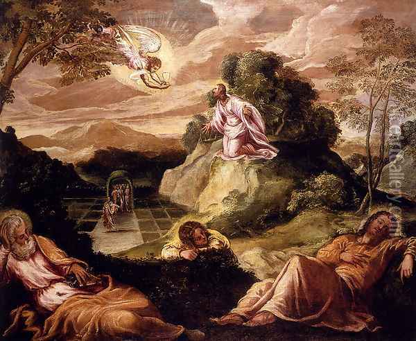 Agony In The Garden Oil Painting - Jacopo Tintoretto (Robusti)