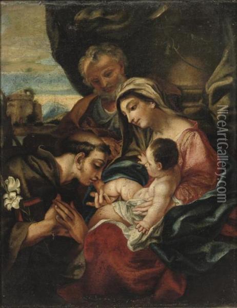 The Holy Family With Saint Anthony Of Padua Oil Painting - Annibale Carracci
