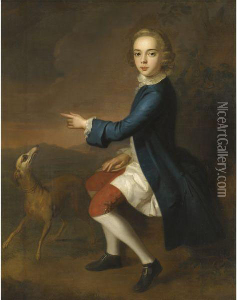 Portrait Of A Boy With His Greyhound Oil Painting - Joseph Highmore