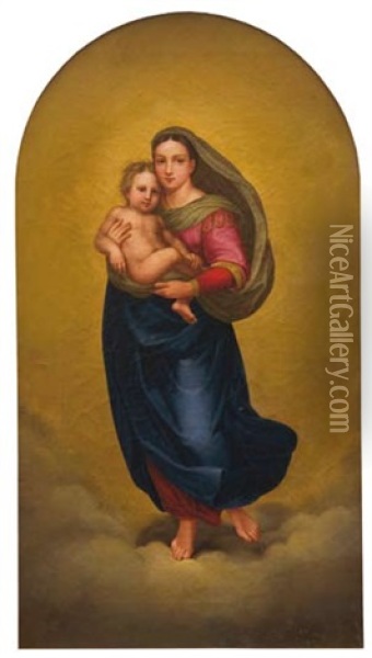 Sistine Madonna Oil Painting - Jozsef Czauczig