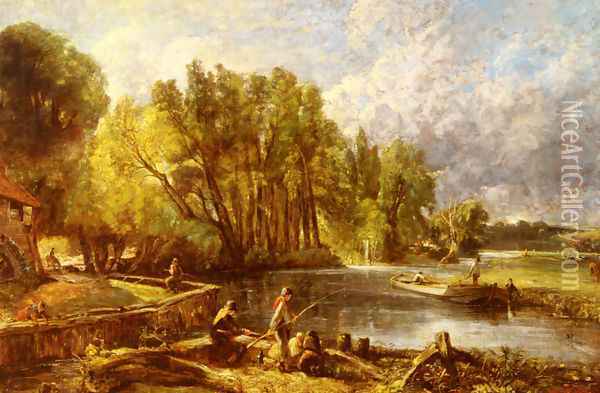 The Young Waltonians - Stratford Mill, c.1819-25 Oil Painting - John Constable