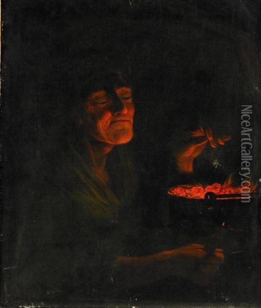 Kvinna Vid Fyrfat Oil Painting - Godfried Schalcken