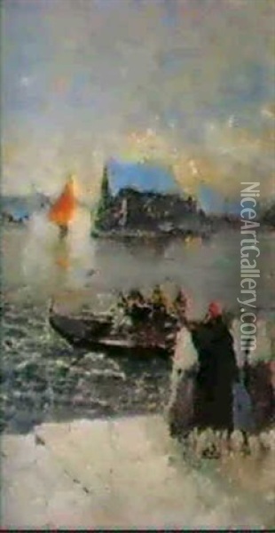 Chioggia Oil Painting - Mose di Giosue Bianchi