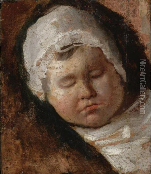 Study Of A Sleeping Child Oil Painting - Sir Anthony Van Dyck