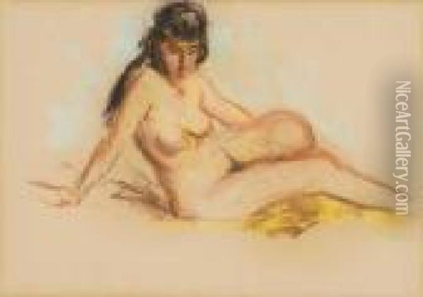 ''reclining Nude'' Oil Painting - Robert Henri