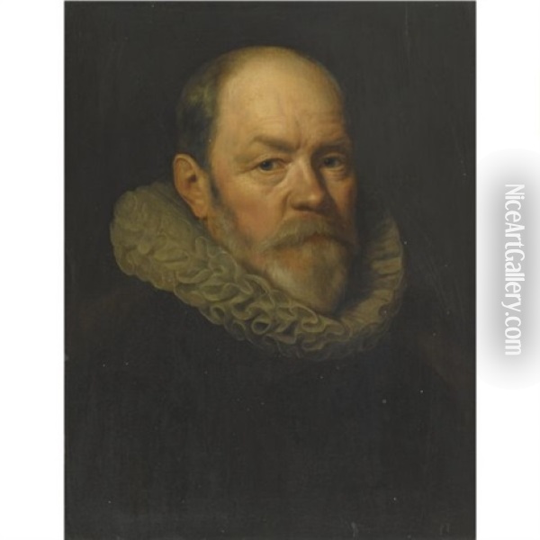 Portrait Of Paulus Van Beresteyn, Mayor Of Delft, Half Length, Wearing A Black Shirt And White Ruff Oil Painting - Michiel Janszoon van Mierevelt