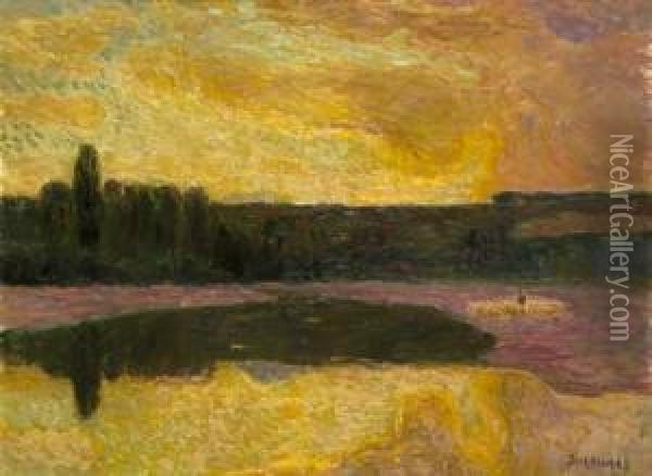 La Seine Oil Painting - Eugene Antoine Durenne