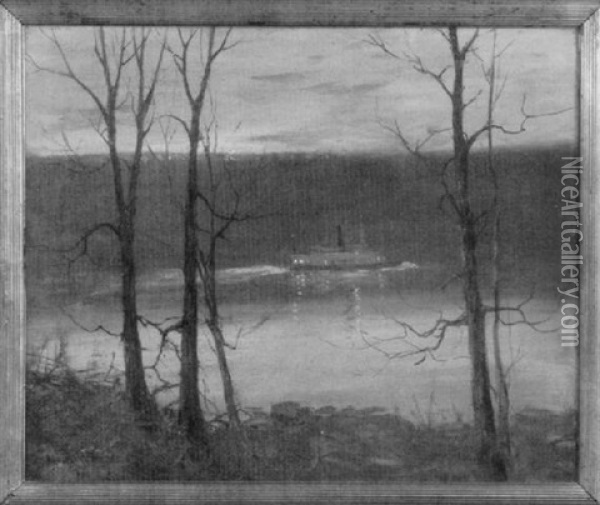 Twilight On The Hudson Oil Painting - Hal Robinson