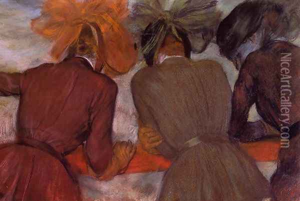 Women Leaning on a Railing Oil Painting - Edgar Degas