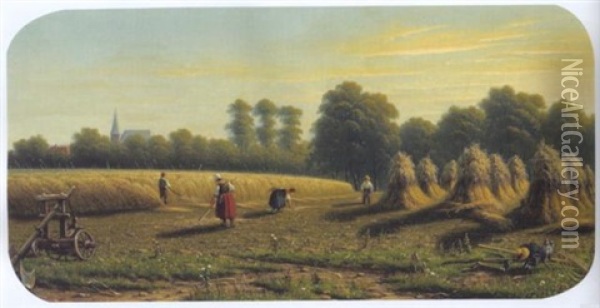 Hollandische Erntelandschaft Oil Painting - Joseph Hartogensis