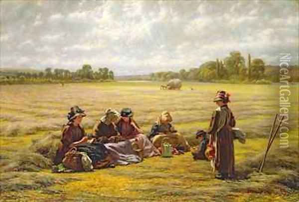 Harvesters resting in the Sun Berkshire Oil Painting - Walter Field