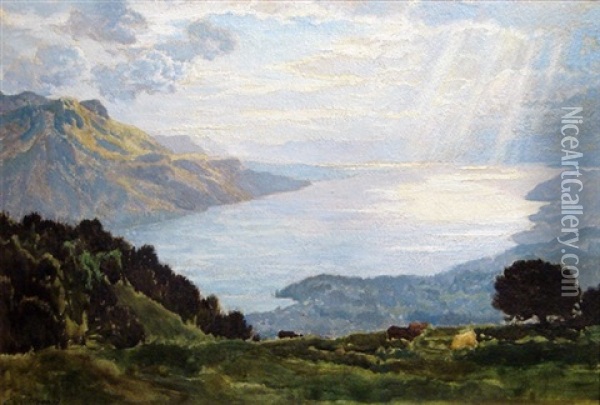 Au Dessus Du Lac Leman Oil Painting - Emile Rene Menard