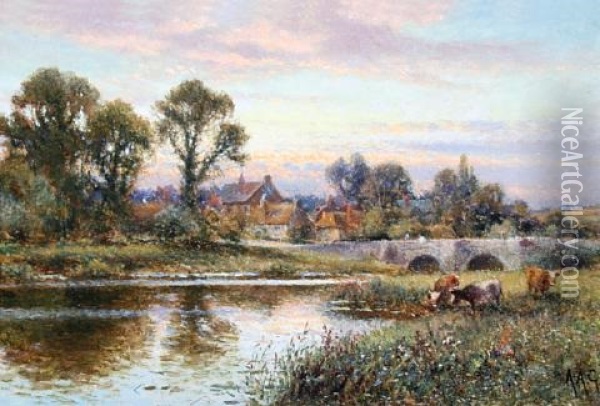Iford Bridge Oil Painting - Alfred Augustus Glendening Sr.