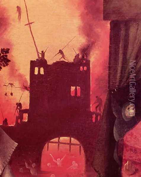 Tondal's Vision (detail of the burning gateway) Oil Painting - Hieronymous Bosch