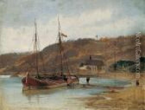 Segelschiff Bei Bacharach Am Rhein. Oil Painting - Johann Friedrich Engel