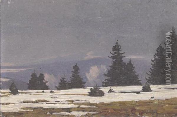 Winterliche Schwarzwaldlandschaft Bei Furtwangen Oil Painting - Hermann Dischler