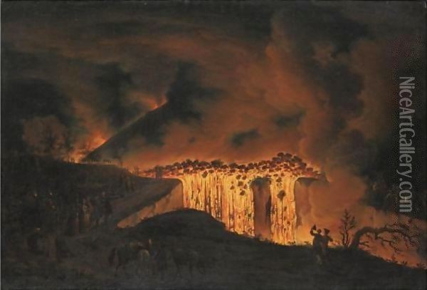 Eruzione Del Vesuvio Oil Painting - Pietro Fabris