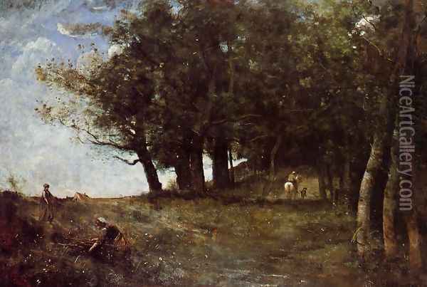 The Forestry Workers Oil Painting - Jean-Baptiste-Camille Corot