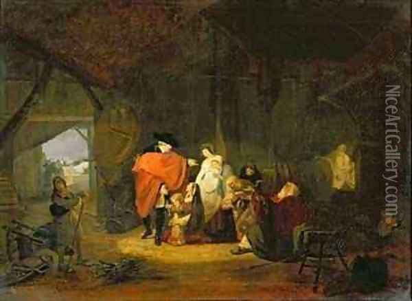The Kindness of Louis XVI 1754-93 during the Winter of 1784 Oil Painting - Philibert-Louis Debucourt