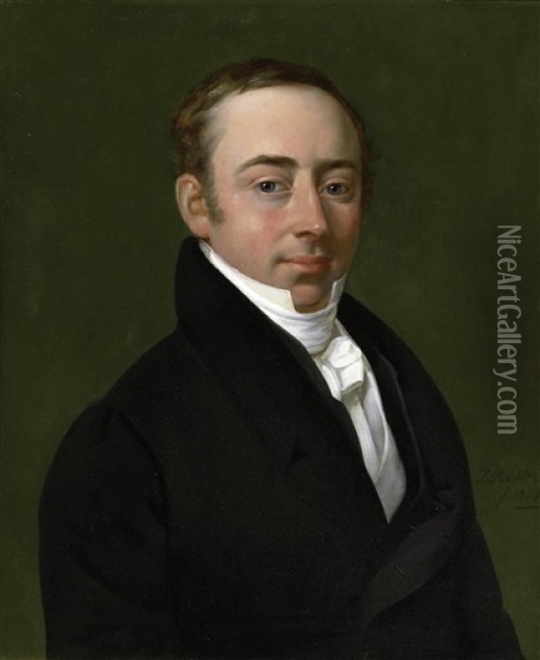 Portrat Karl Baedeker Oil Painting - Johann Heinrich Richter