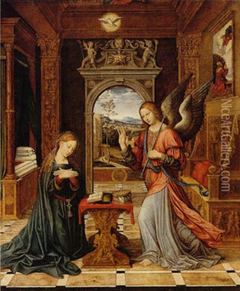 The Annunciation Oil Painting - Pietro Francesco Sacchi