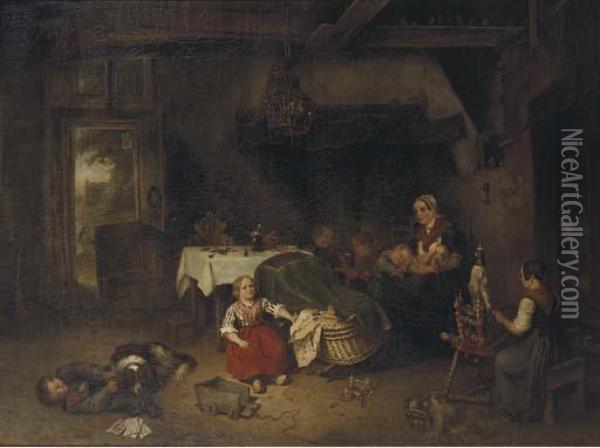 A Harmonious Family Oil Painting - Jan J. Czn. Fabius