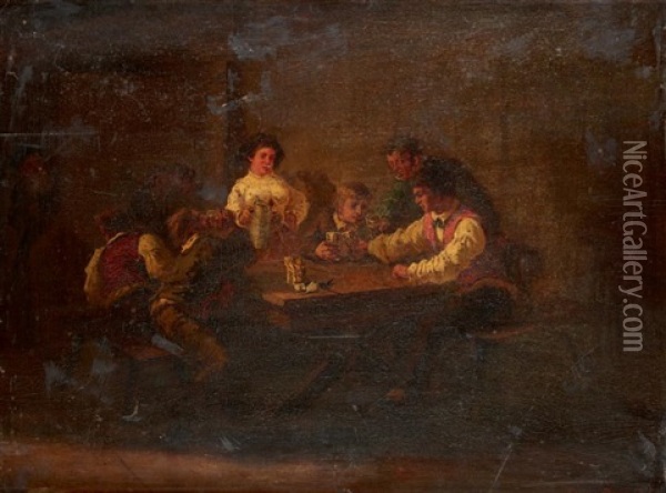 Interieur De Taverne Oil Painting - Eugene Beyer