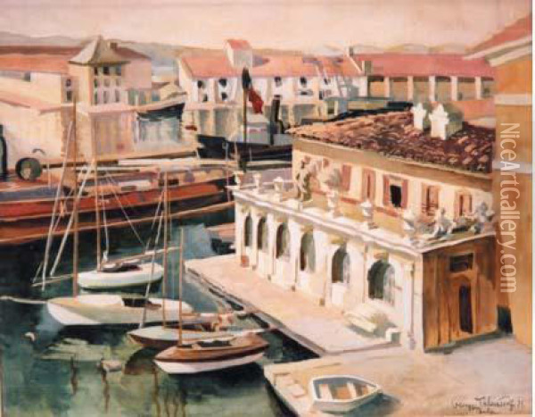 Le Port De Toulon Oil Painting - Georges Tcherkessof