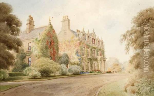 19th Century House Oil Painting - Joseph Carey Carey
