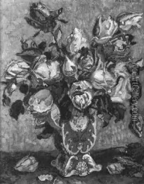Rosenstrauss In Neobarocker Vase Oil Painting - Henry-Claudius Forestier