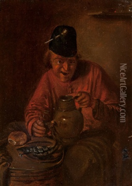 Portrait Of A Laughing Man Oil Painting - Adriaen Brouwer