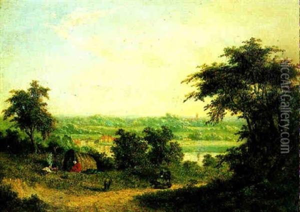 Gypsy Encampment Near A River Oil Painting - Henry John Boddington